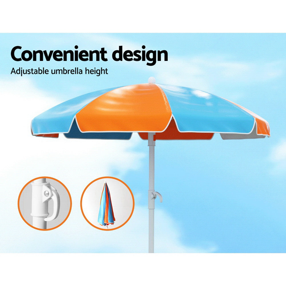 Keezi Kids Outdoor Table and Chairs Picnic Bench Set Umbrella Water Sand Pit Box-Baby & Kids > Kid&