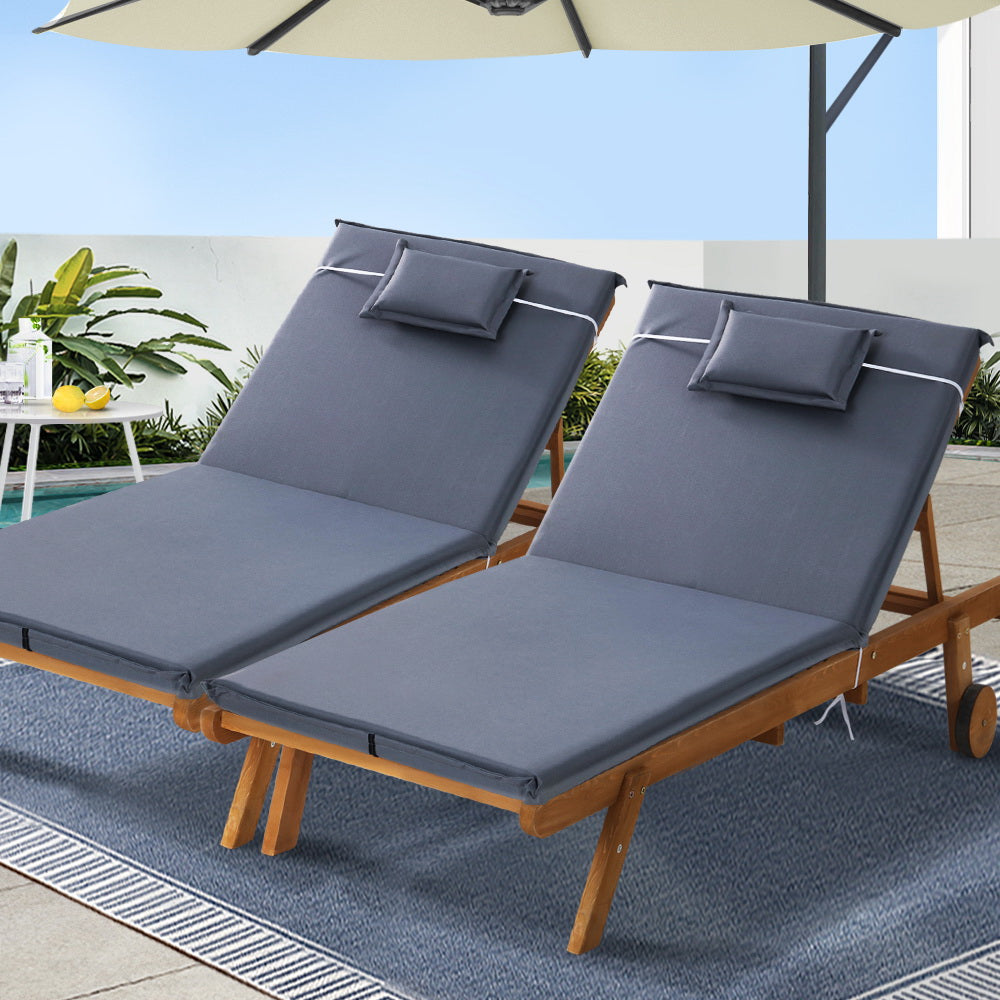 Gardeon Sun Lounger Wicker Lounge Day Bed Wheel Patio Outdoor Setting Furniture-Furniture > Outdoor-PEROZ Accessories