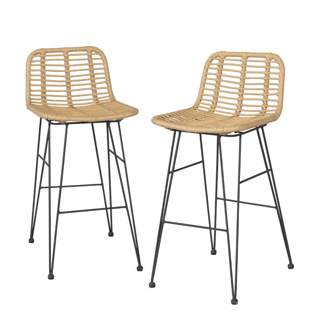 Gardeon 2-Piece Outdoor Bar Stools Wicker Dining Chair Bistro Patio Balcony-Furniture > Outdoor-PEROZ Accessories