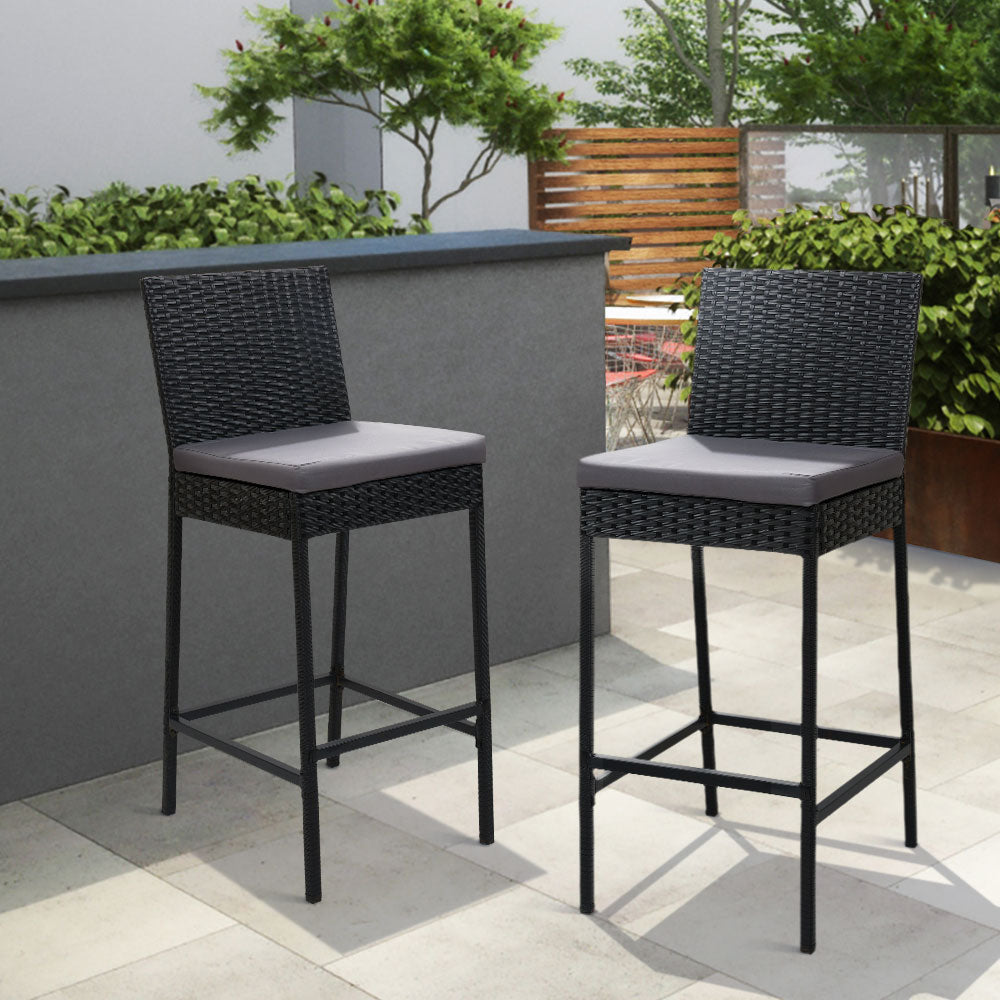 Gardeon Set of 2 Outdoor Bar Stools Dining Chairs Wicker Furniture-Furniture > Outdoor-PEROZ Accessories