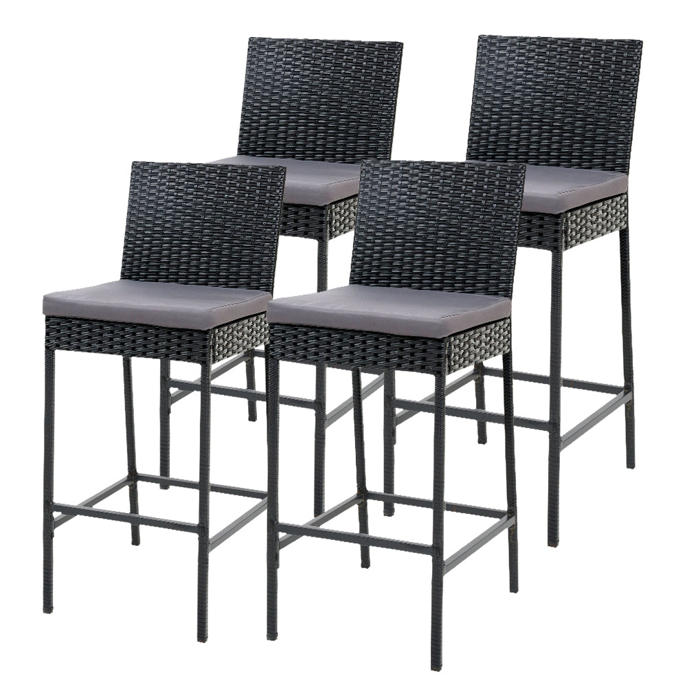 Gardeon Set of 4 Outdoor Bar Stools Dining Chairs Wicker Furniture-Furniture > Outdoor-PEROZ Accessories