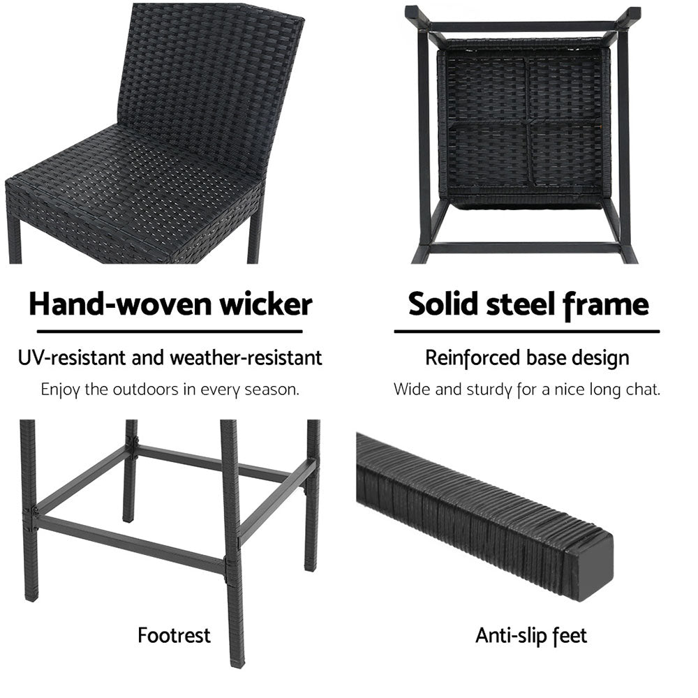 Gardeon Set of 4 Outdoor Bar Stools Dining Chairs Wicker Furniture-Furniture > Outdoor-PEROZ Accessories