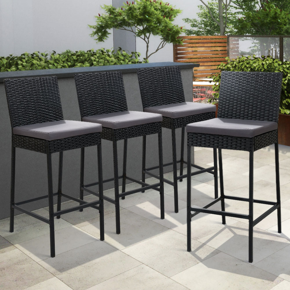 Gardeon Set of 4 Outdoor Bar Stools Dining Chairs Wicker Furniture-Furniture > Outdoor-PEROZ Accessories