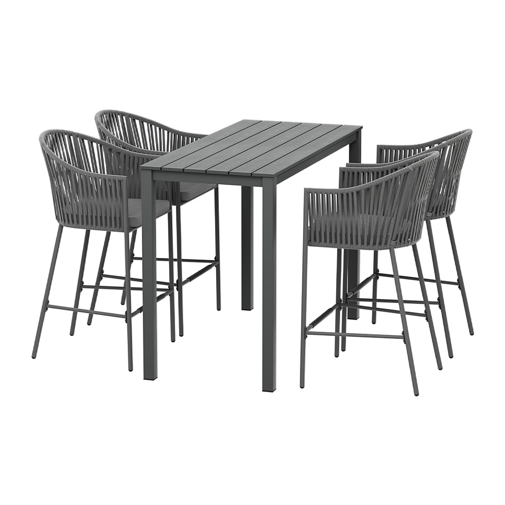 Gardeon 5pcs Outdoor Bar Table Furniture Set Chairs Table Patio Bistro 4 Seater-Furniture &gt; Outdoor-PEROZ Accessories