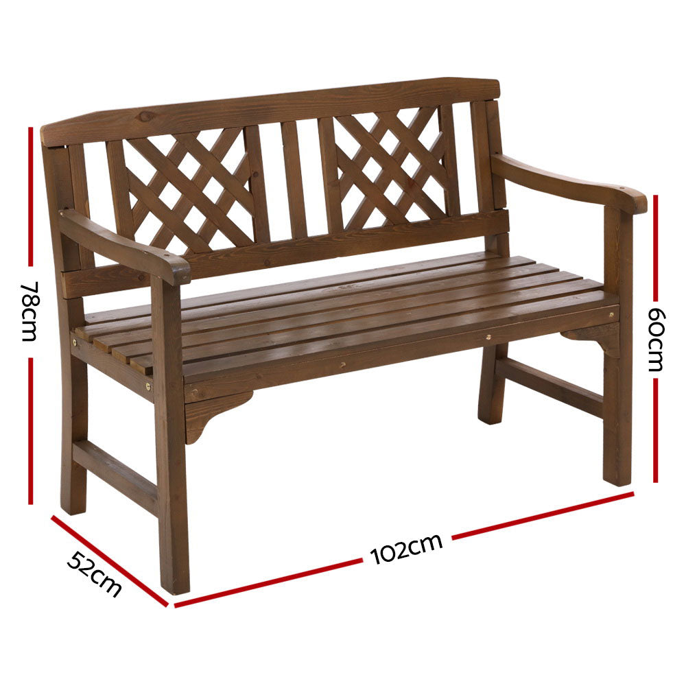 Gardeon Wooden Garden Bench 2 Seat Patio Furniture Timber Outdoor Lounge Chair Natural-Furniture > Outdoor-PEROZ Accessories