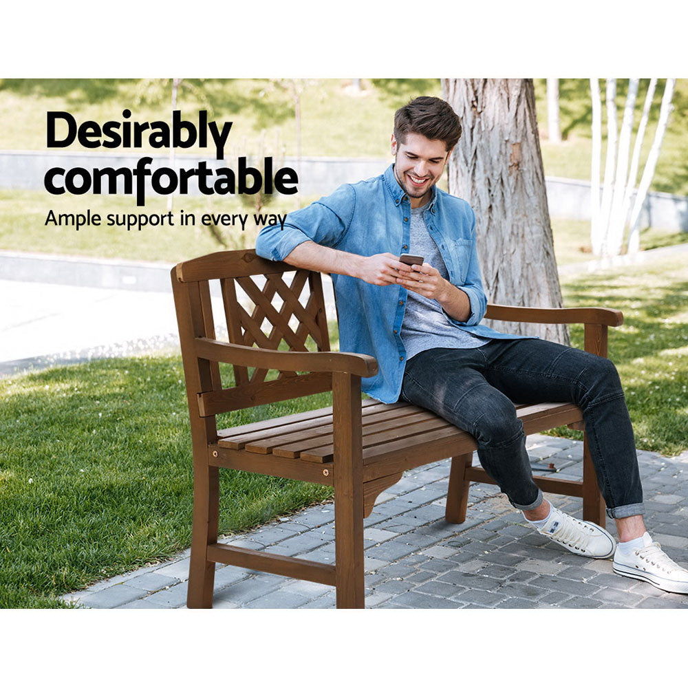 Gardeon Wooden Garden Bench 2 Seat Patio Furniture Timber Outdoor Lounge Chair Natural-Furniture > Outdoor-PEROZ Accessories