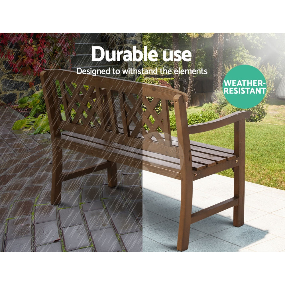Gardeon Wooden Garden Bench 2 Seat Patio Furniture Timber Outdoor Lounge Chair Natural-Furniture > Outdoor-PEROZ Accessories