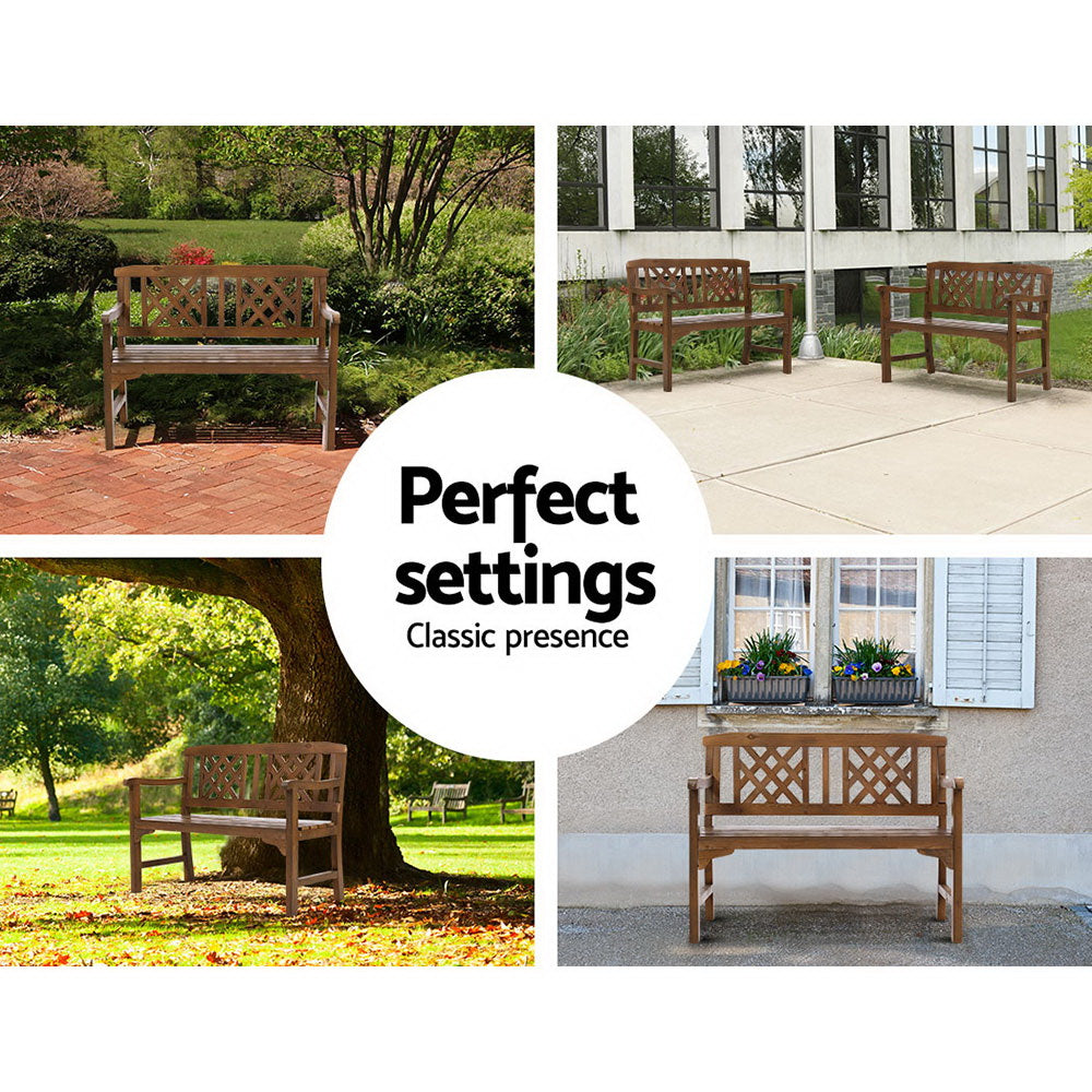 Gardeon Wooden Garden Bench 2 Seat Patio Furniture Timber Outdoor Lounge Chair Natural-Furniture > Outdoor-PEROZ Accessories