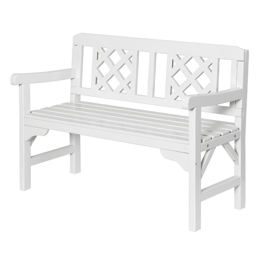Gardeon Wooden Garden Bench 2 Seat Patio Furniture Timber Outdoor Lounge Chair White-Outdoor Benches-PEROZ Accessories