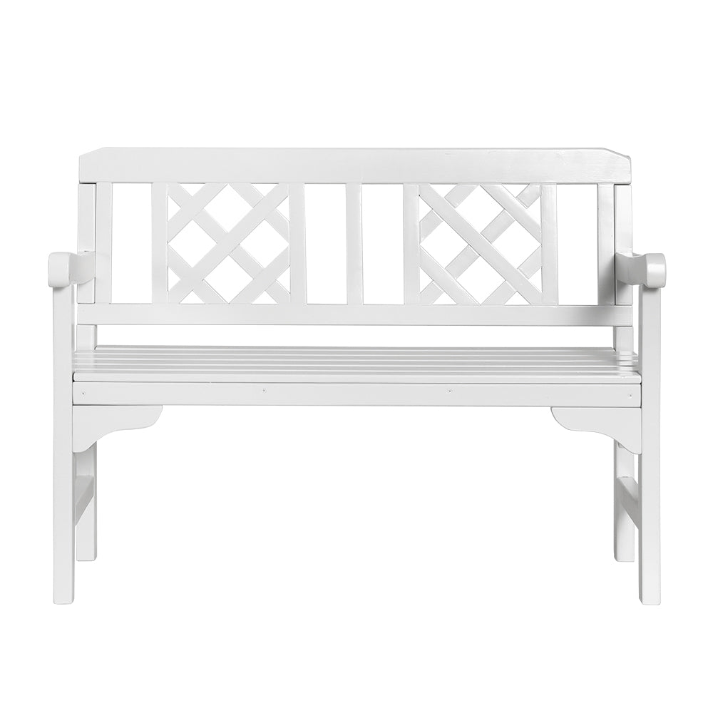 Gardeon Wooden Garden Bench 2 Seat Patio Furniture Timber Outdoor Lounge Chair White-Outdoor Benches-PEROZ Accessories