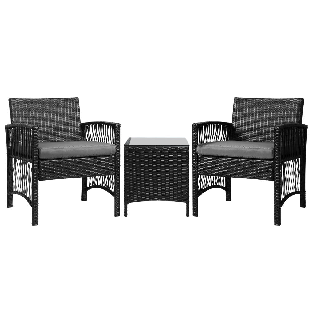 Gardeon Patio Furniture Outdoor Bistro Set Dining Chairs Setting 3 Piece Wicker-Furniture > Outdoor-PEROZ Accessories