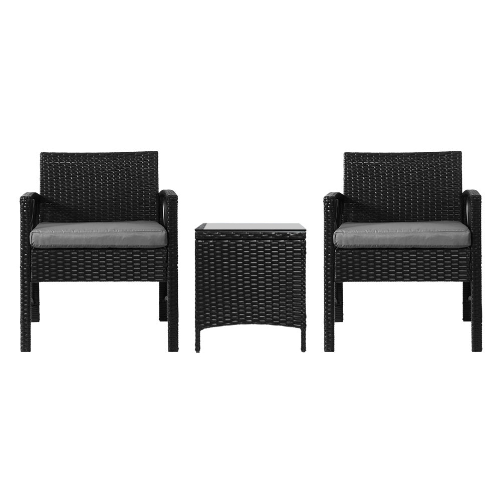 Gardeon Patio Furniture Outdoor Bistro Set Dining Chairs Setting 3 Piece Wicker-Furniture > Outdoor-PEROZ Accessories