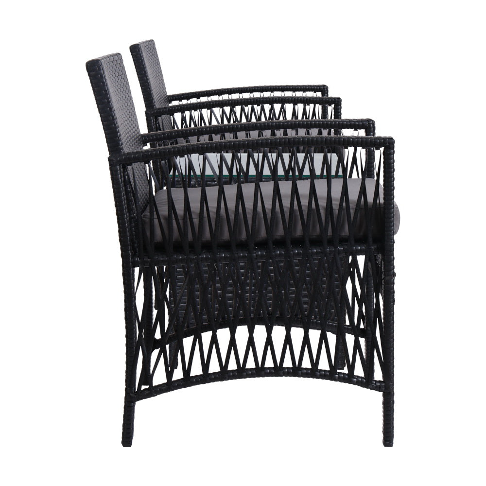 Gardeon Patio Furniture Outdoor Bistro Set Dining Chairs Setting 3 Piece Wicker-Furniture > Outdoor-PEROZ Accessories