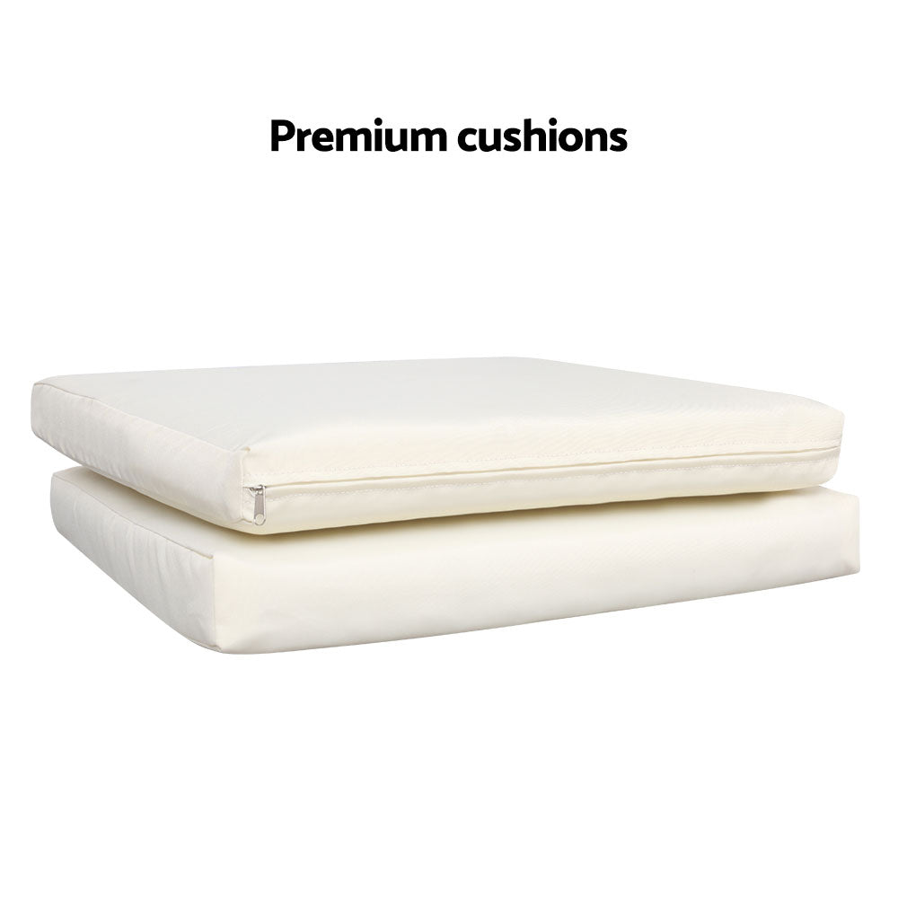 3 Piece Wicker Outdoor Chair Side Table Furniture Set - Grey-Furniture > Outdoor-PEROZ Accessories