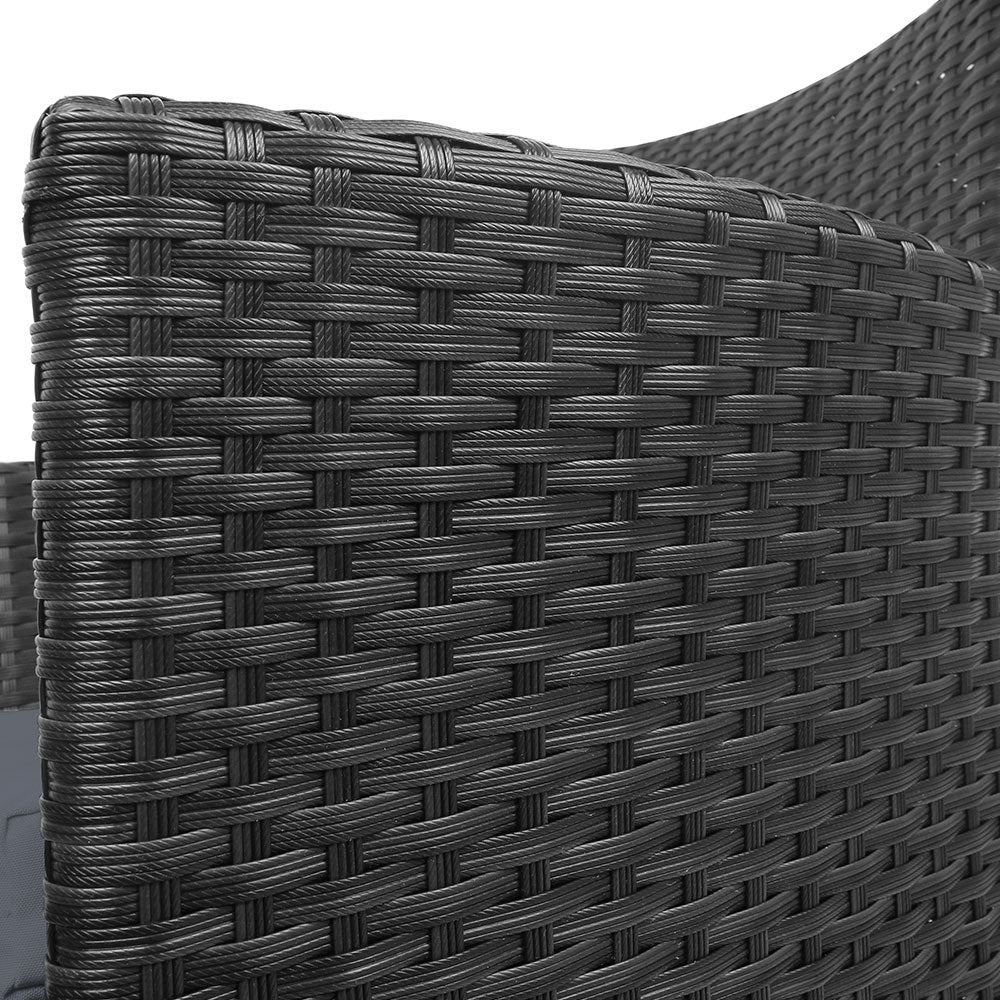 Gardeon 3pc Bistro Wicker Outdoor Furniture Set Black-Furniture > Outdoor-PEROZ Accessories