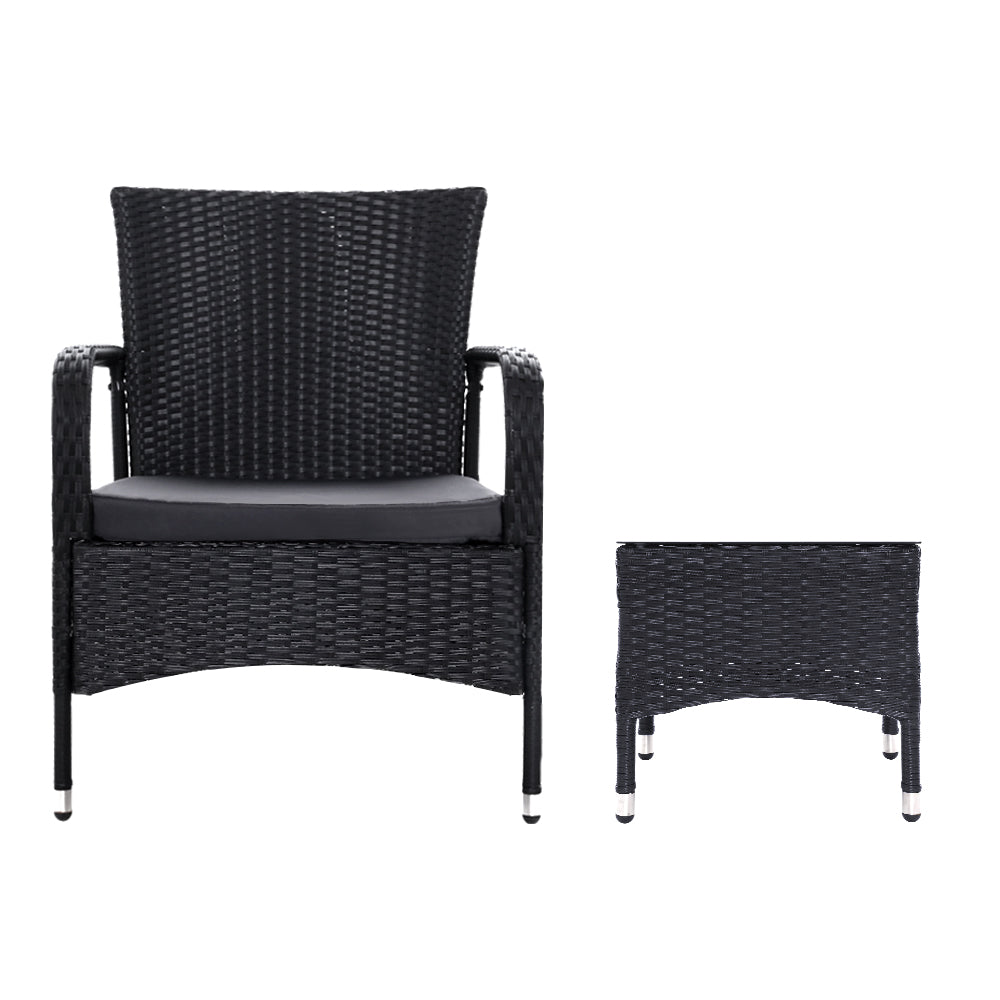 Outdoor Furniture Patio Set Wicker Outdoor Conversation Set Chairs Table 3PCS-Furniture > Outdoor-PEROZ Accessories