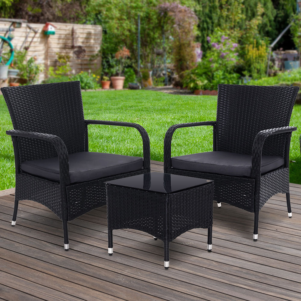 Outdoor Furniture Patio Set Wicker Outdoor Conversation Set Chairs Table 3PCS-Furniture > Outdoor-PEROZ Accessories