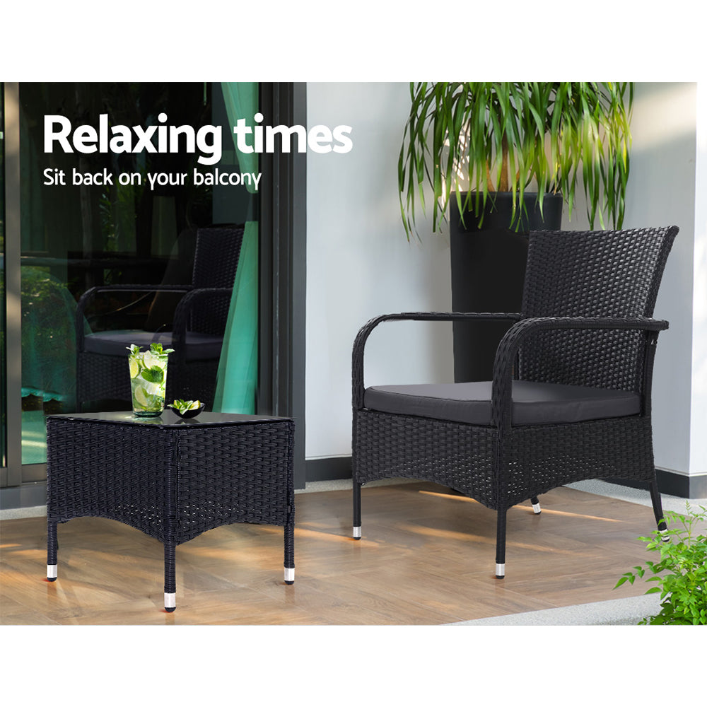 Outdoor Furniture Patio Set Wicker Outdoor Conversation Set Chairs Table 3PCS-Furniture > Outdoor-PEROZ Accessories