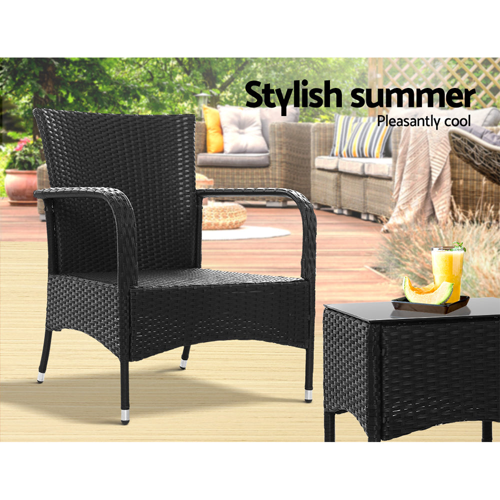 Outdoor Furniture Patio Set Wicker Outdoor Conversation Set Chairs Table 3PCS-Furniture > Outdoor-PEROZ Accessories