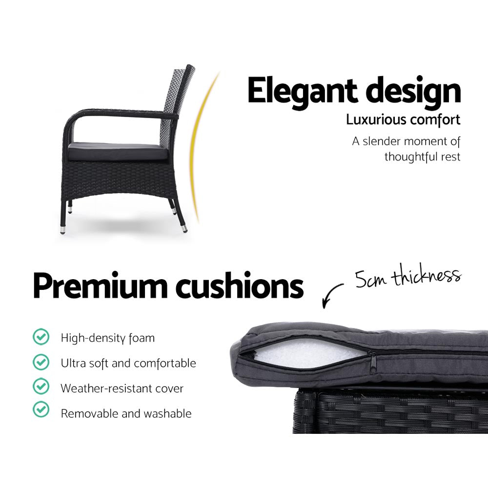 Outdoor Furniture Patio Set Wicker Outdoor Conversation Set Chairs Table 3PCS-Furniture > Outdoor-PEROZ Accessories