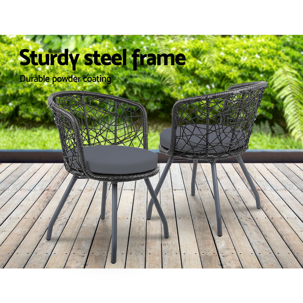 Gardeon Outdoor Patio Chair and Table - Black-Furniture > Outdoor-PEROZ Accessories