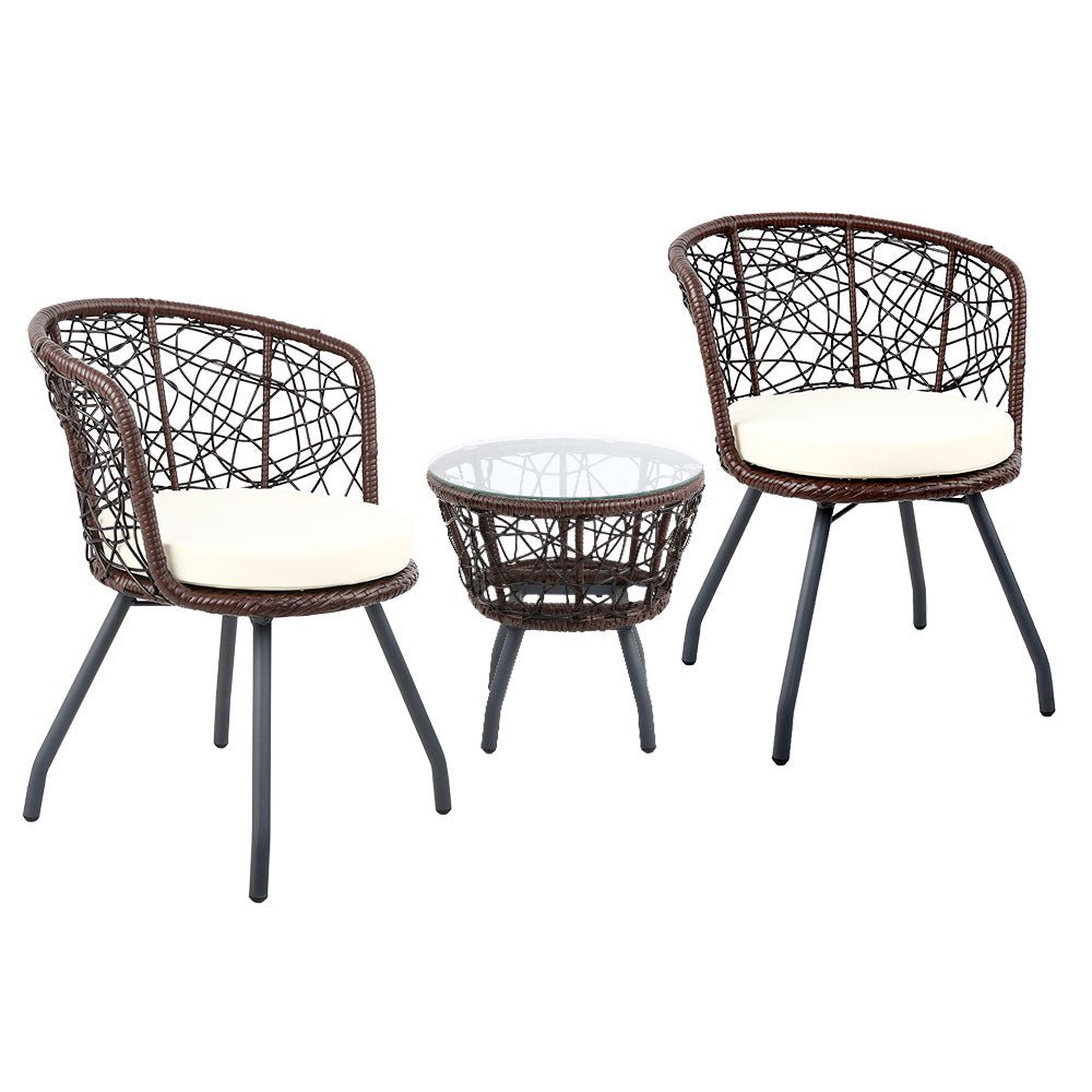 Gardeon Outdoor Patio Chair and Table - Brown-Furniture > Outdoor-PEROZ Accessories