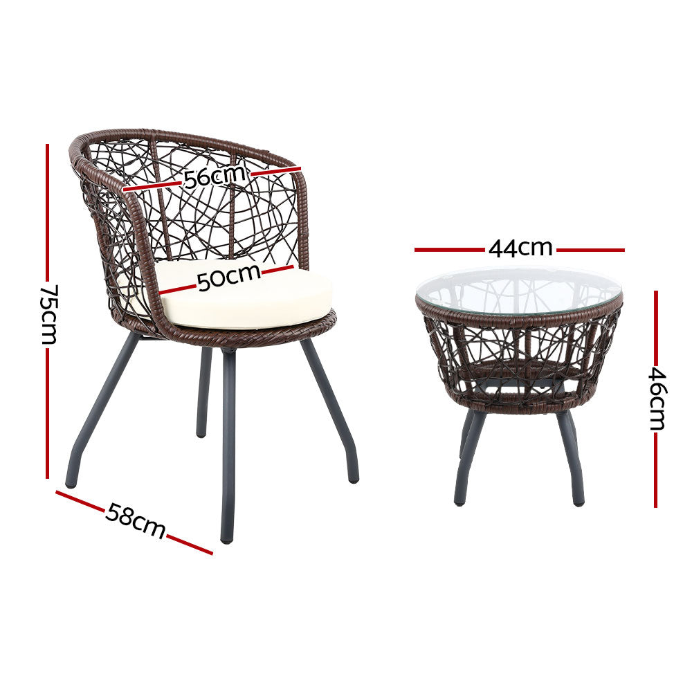 Gardeon Outdoor Patio Chair and Table - Brown-Furniture > Outdoor-PEROZ Accessories
