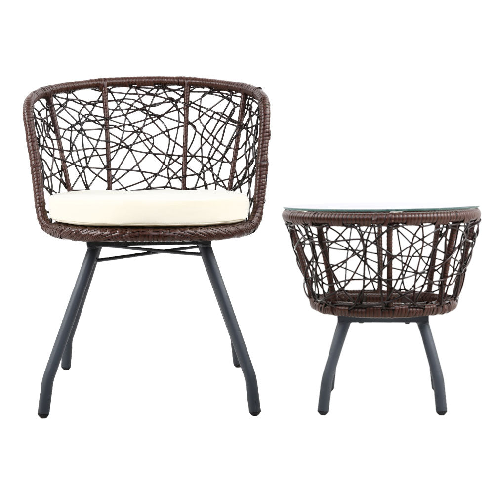 Gardeon Outdoor Patio Chair and Table - Brown-Furniture > Outdoor-PEROZ Accessories