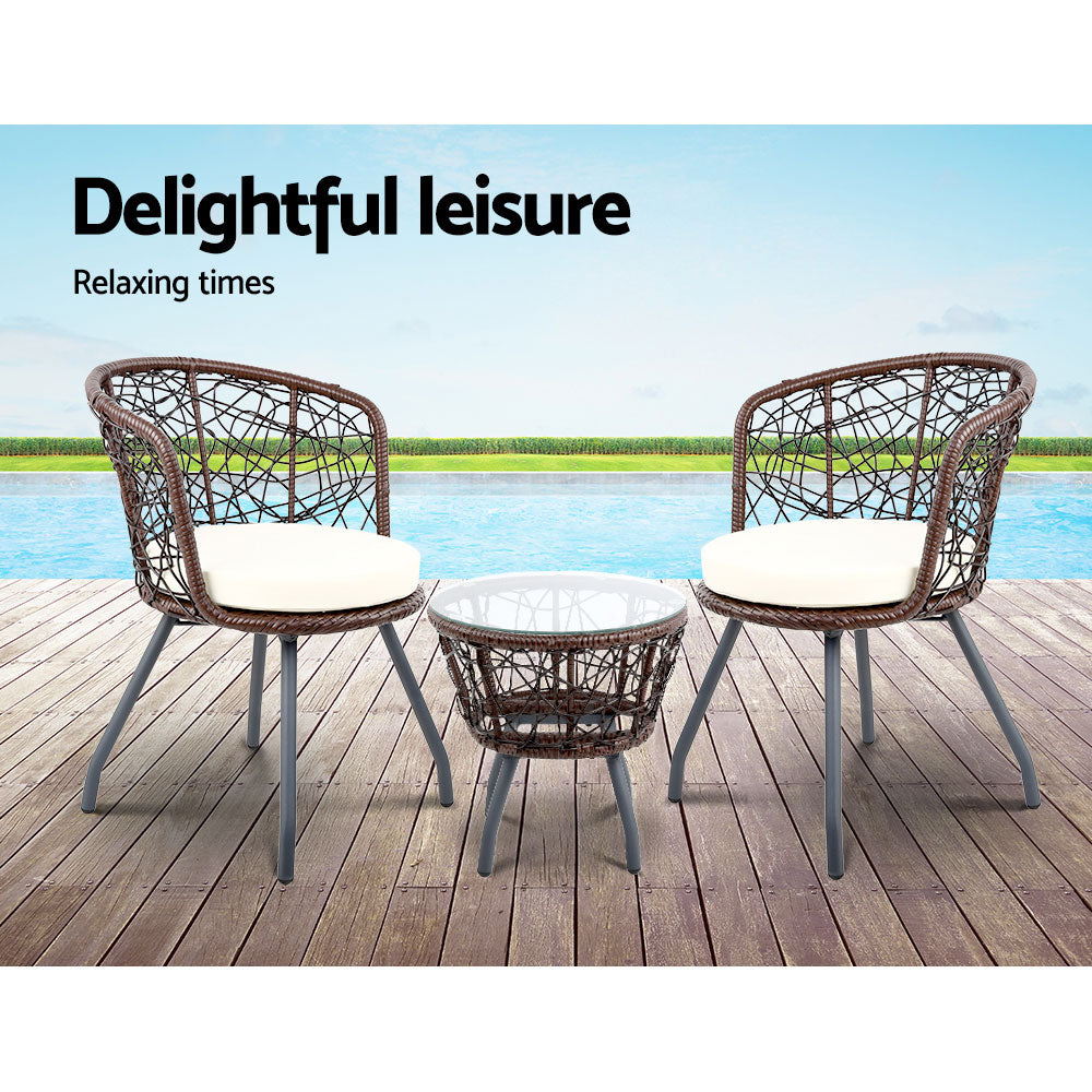 Gardeon Outdoor Patio Chair and Table - Brown-Furniture > Outdoor-PEROZ Accessories