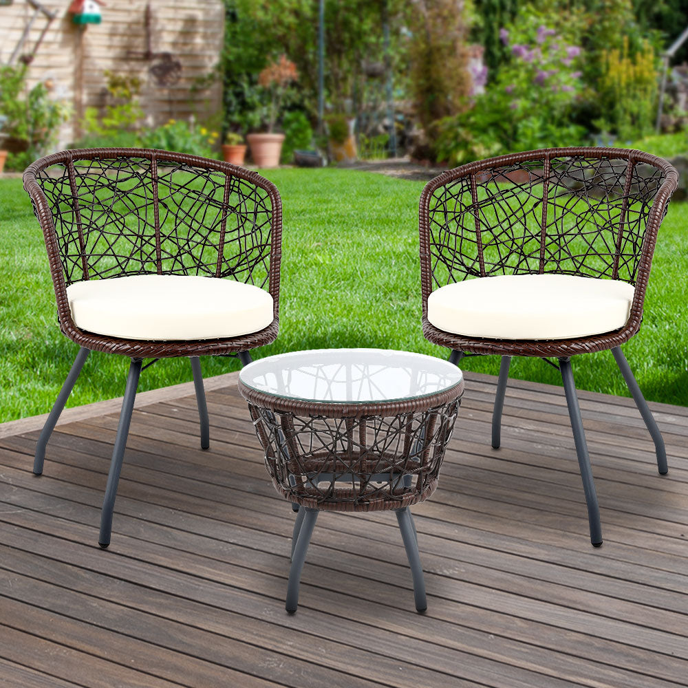 Gardeon Outdoor Patio Chair and Table - Brown-Furniture > Outdoor-PEROZ Accessories