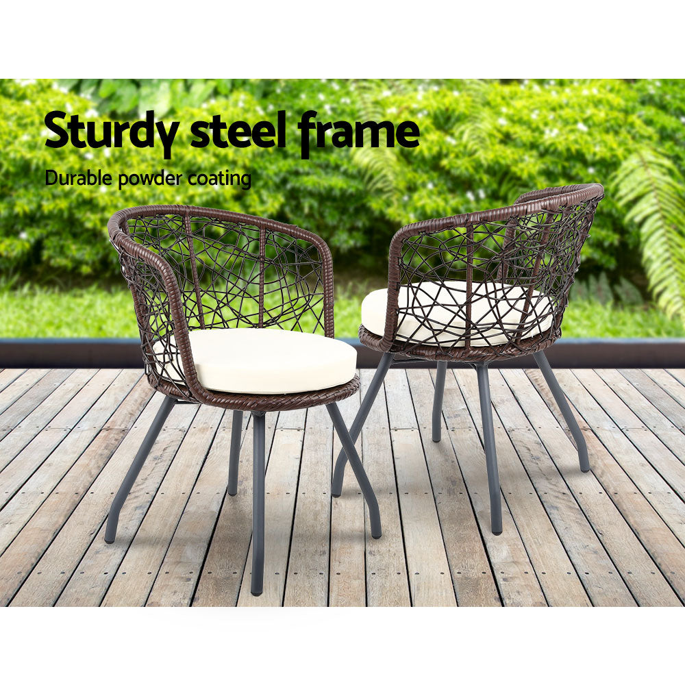 Gardeon Outdoor Patio Chair and Table - Brown-Furniture > Outdoor-PEROZ Accessories