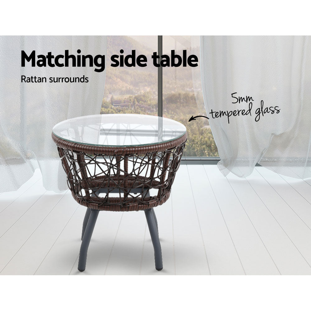 Gardeon Outdoor Patio Chair and Table - Brown-Furniture > Outdoor-PEROZ Accessories