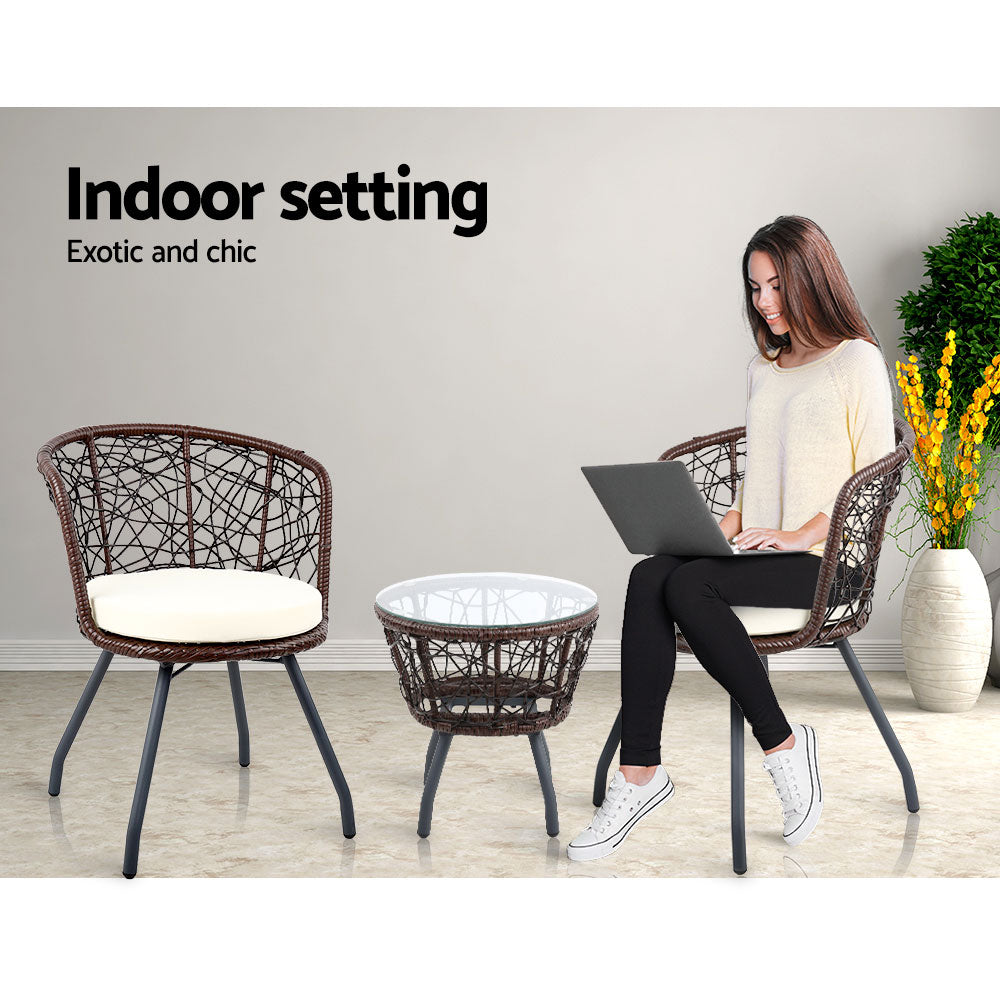 Gardeon Outdoor Patio Chair and Table - Brown-Furniture > Outdoor-PEROZ Accessories