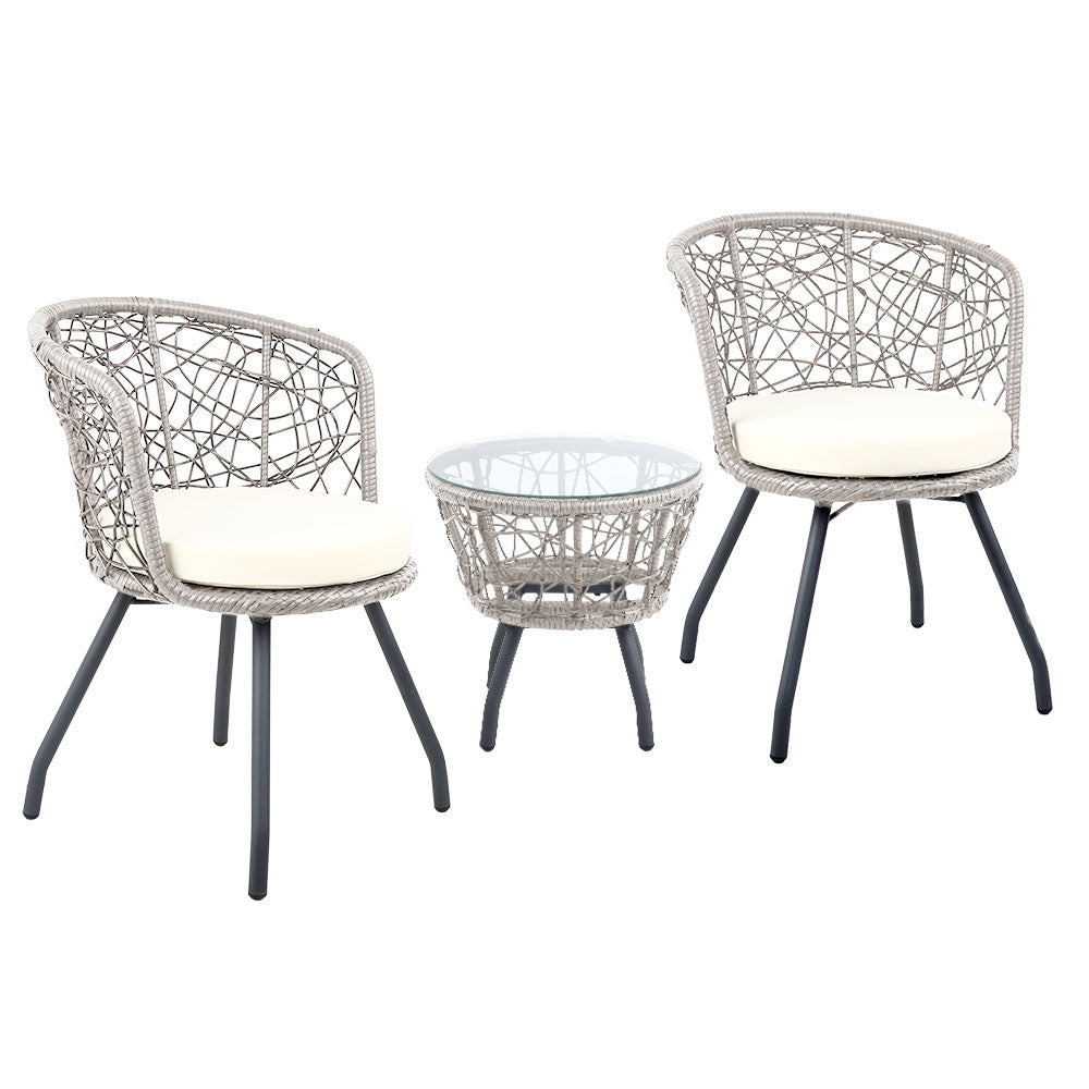 Gardeon Outdoor Patio Chair and Table - Grey-Furniture > Outdoor-PEROZ Accessories