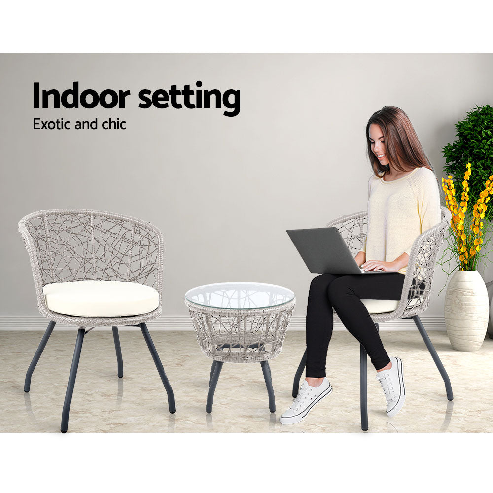 Gardeon Outdoor Patio Chair and Table - Grey-Furniture > Outdoor-PEROZ Accessories