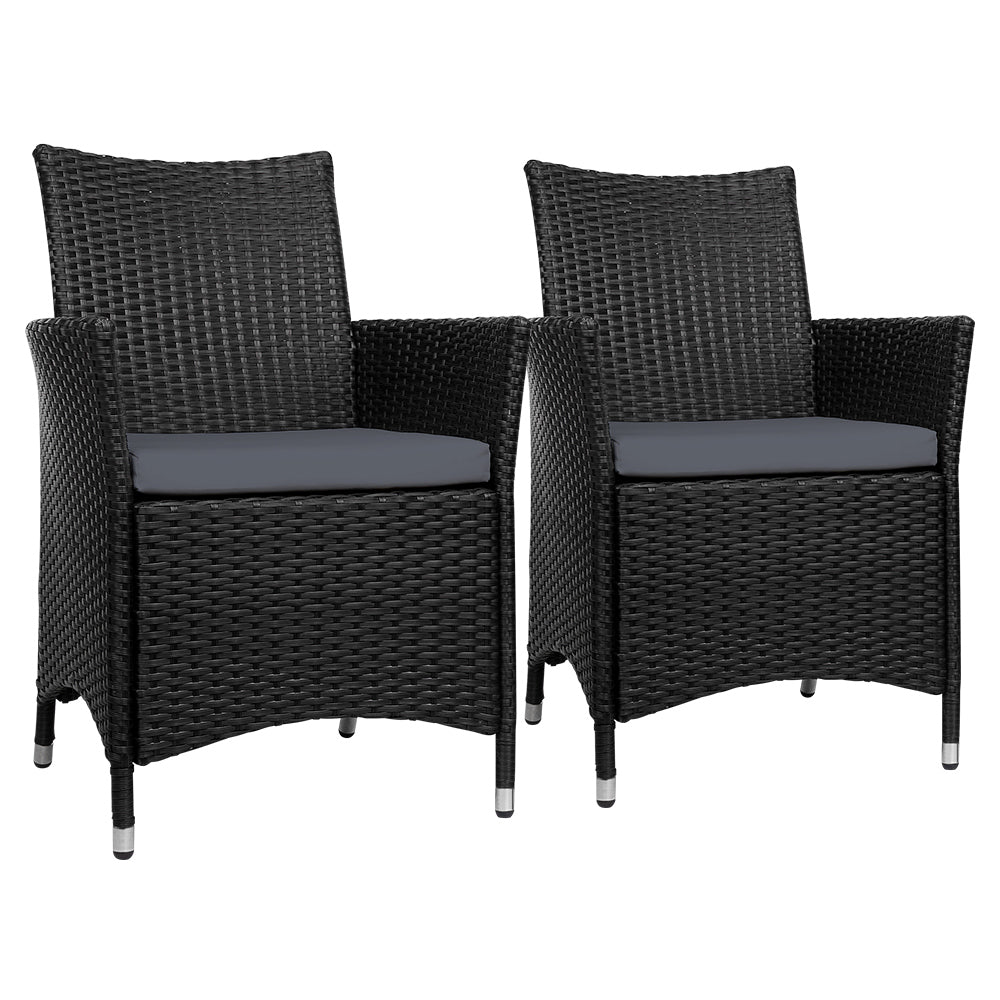 Set of 2 Outdoor Bistro Set Chairs Patio Furniture Dining Wicker Garden Cushion Gardeon-Furniture > Outdoor-PEROZ Accessories