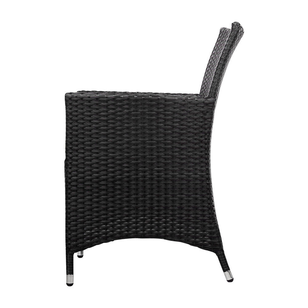 Set of 2 Outdoor Bistro Set Chairs Patio Furniture Dining Wicker Garden Cushion Gardeon-Furniture > Outdoor-PEROZ Accessories