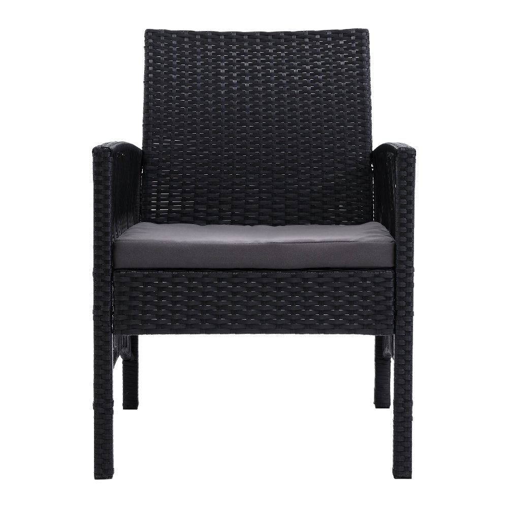 Outdoor Furniture Set of 2 Dining Chairs Wicker Garden Patio Cushion Black Gardeon-Furniture > Outdoor-PEROZ Accessories