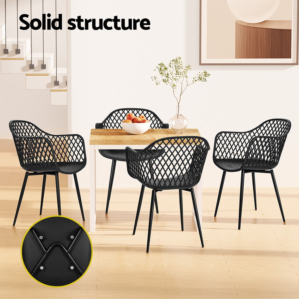 Gardeon 4PC Outdoor Dining Chairs PP Lounge Chair Patio Furniture Garden Black-Furniture > Outdoor-PEROZ Accessories