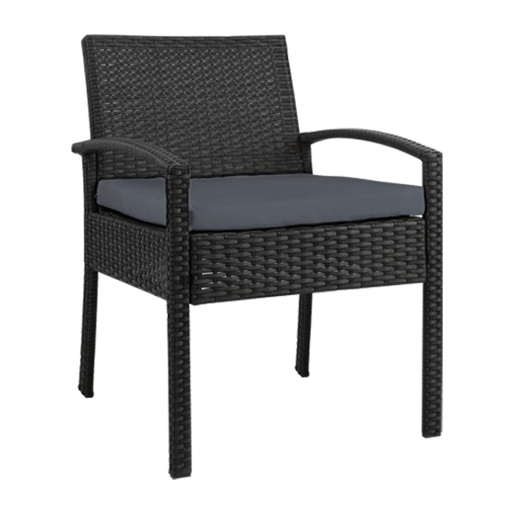 Gardeon Outdoor Furniture Bistro Wicker Chair Black-Furniture > Outdoor-PEROZ Accessories