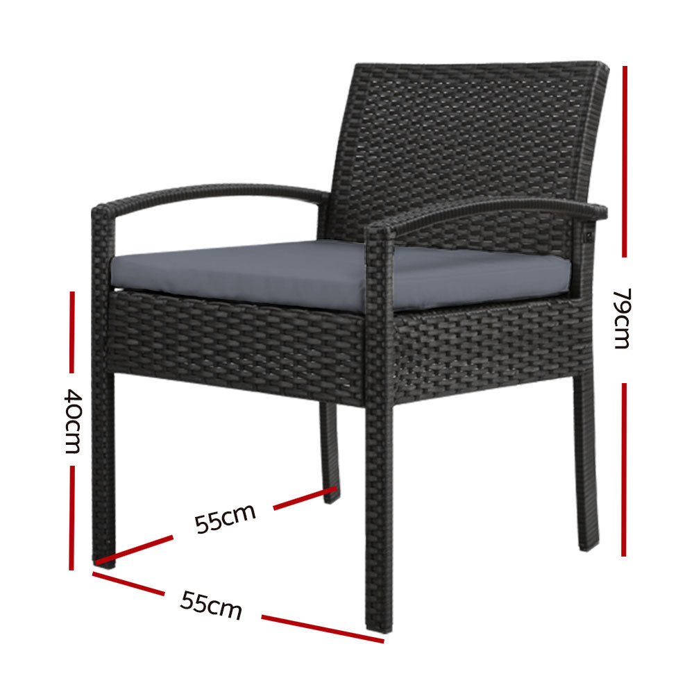 Gardeon Outdoor Furniture Bistro Wicker Chair Black-Furniture > Outdoor-PEROZ Accessories