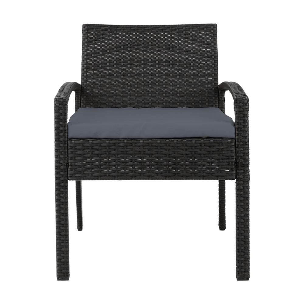 Gardeon Outdoor Furniture Bistro Wicker Chair Black-Furniture > Outdoor-PEROZ Accessories
