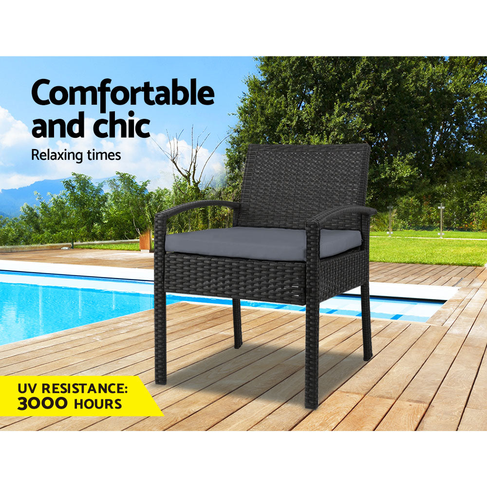 Gardeon Outdoor Furniture Bistro Wicker Chair Black-Furniture > Outdoor-PEROZ Accessories