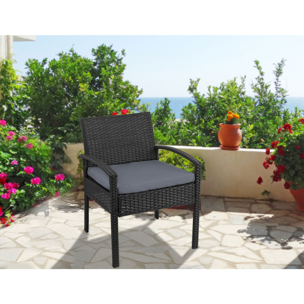 Gardeon Outdoor Furniture Bistro Wicker Chair Black-Furniture > Outdoor-PEROZ Accessories