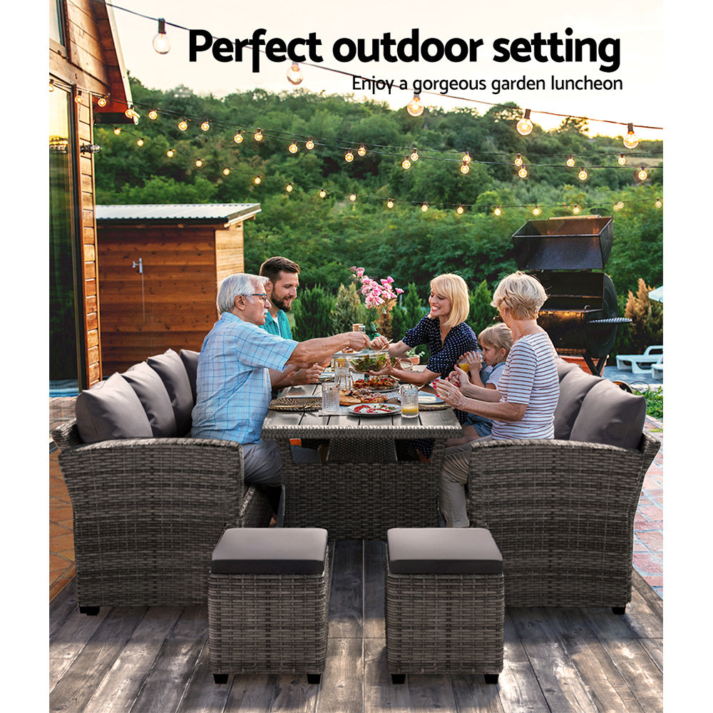 Gardeon Outdoor Dining Set Wicker Table Chairs Setting 8 Seater-Furniture > Outdoor-PEROZ Accessories