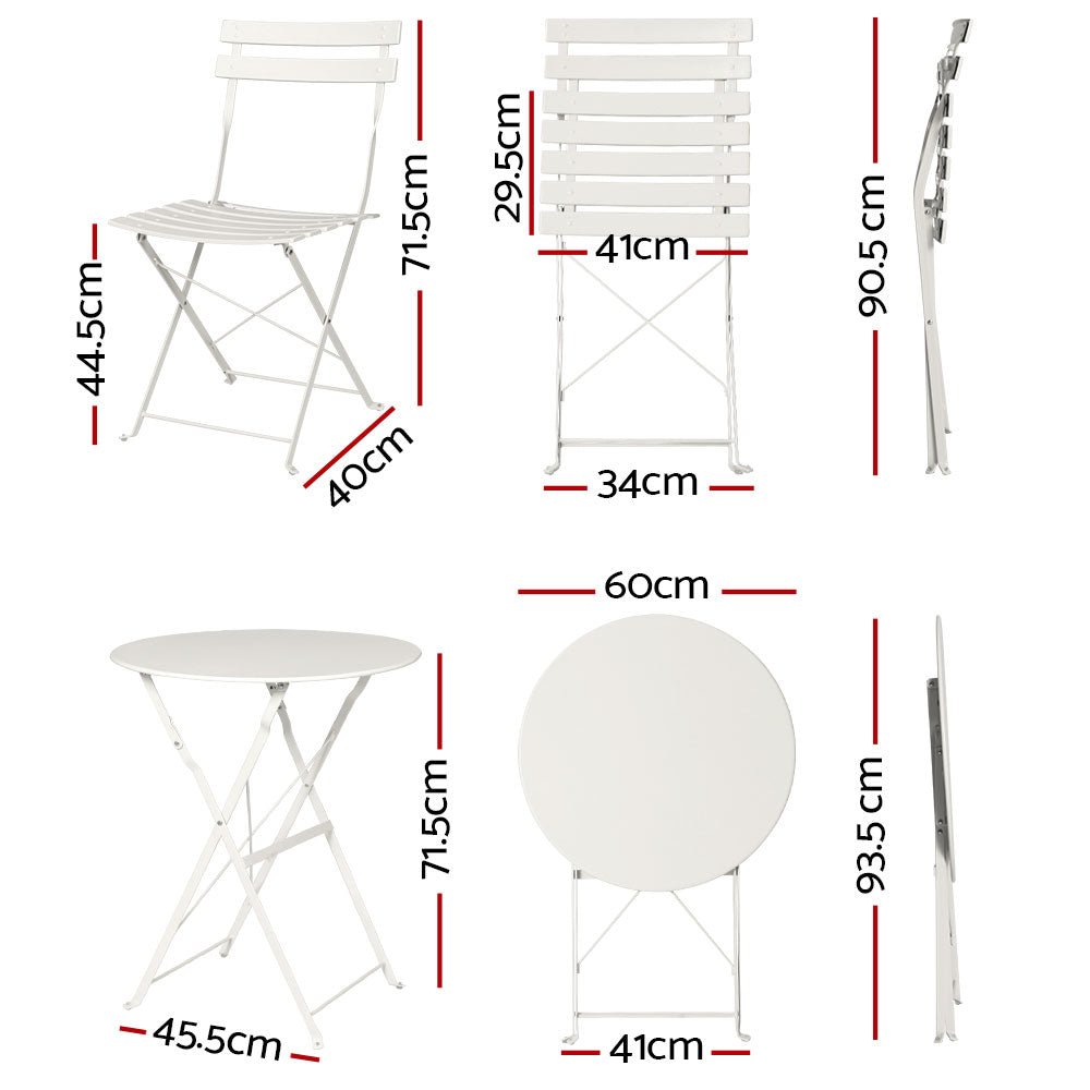 Gardeon Outdoor Setting Bistro Set Table and Chairs Folding Patio Furniture-Furniture > Outdoor-PEROZ Accessories