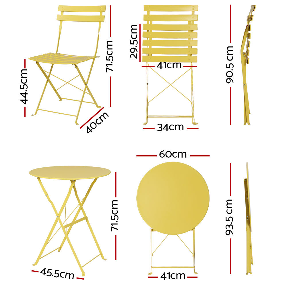 Gardeon Outdoor Setting Bistro Set Table and Chairs Folding Patio Furniture-Furniture > Outdoor-PEROZ Accessories