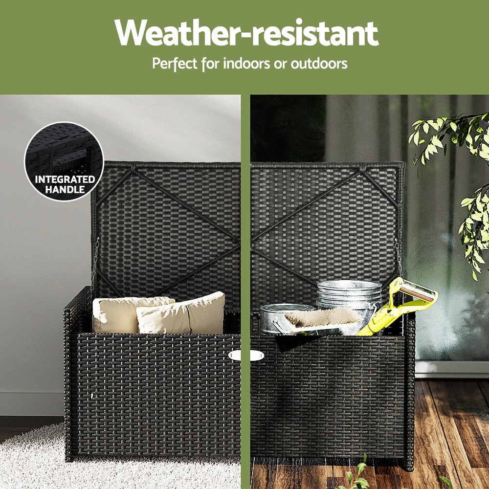 Gardeon Outdoor Storage Bench Box Garden Sheds Tools Wicker Cushion Patio Chair-Home & Garden > Storage-PEROZ Accessories