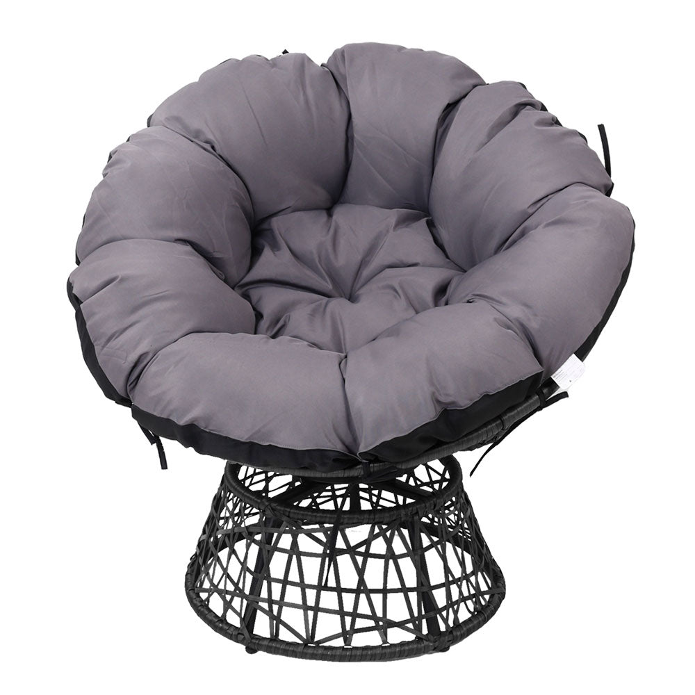 Gardeon Outdoor Papasan Chairs Lounge Setting Patio Furniture Wicker Black-Furniture &gt; Bar Stools &amp; Chairs-PEROZ Accessories