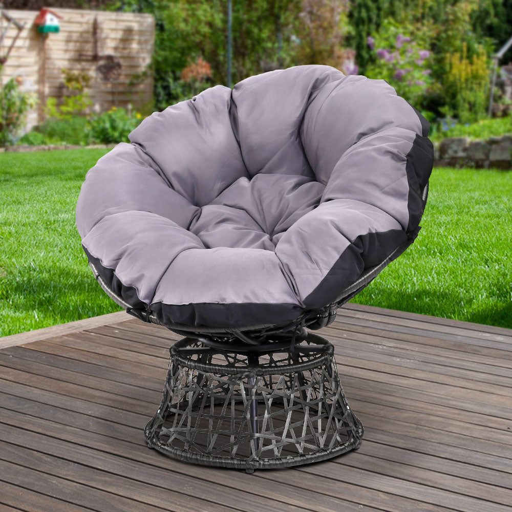 Gardeon Outdoor Papasan Chairs Lounge Setting Patio Furniture Wicker Black-Furniture &gt; Bar Stools &amp; Chairs-PEROZ Accessories